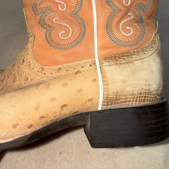 Ariat Square Toe Ostrich Coral Turquoise Boots Women’s Size 9 - Picture 5 of 8